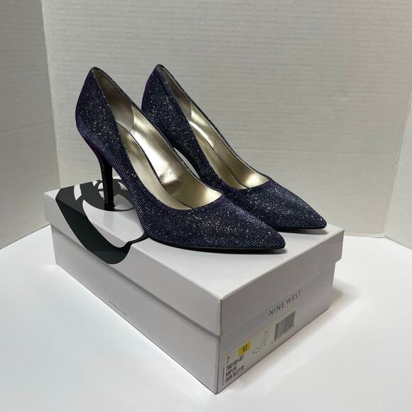 Nine West Nine West Sparkly Heels Purple Blue Silver Pumps Size 7 - Picture 1 of 10